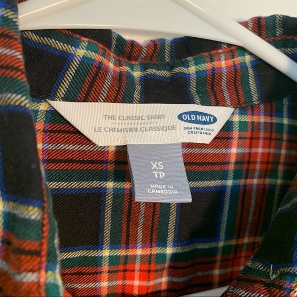 Old Navy The Classic Shirt Button Down Black Tartan Plaid - Picture 7 of 10
